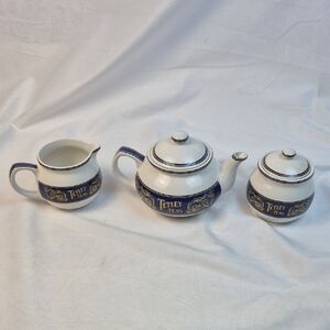 Vintage Tetley Teas Tea Set - Creamer, Sugar and Tea Pot with Lids